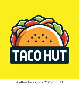 Taco Logo Design Bright Color Vektorgrafik geeignet für Restaurants, Street Food, Franchises, Hütte, Neon Box und Cafés