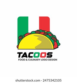 Taco logo design vector illustration mexican food