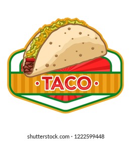 taco logo and font, emblem, badge object graphic illustration