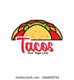 
Taco logo, Mexican fast food snack vector spicy taco, icon, simple,  template vector illustration