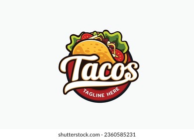 a taco logo on white background. This asset is suitable for food-related businesses, restaurants, cafe, foodtruck, especially for Mexican food.