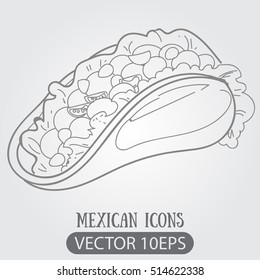 Taco logo. Traditional Mexican cuisine. Illustrations coloring.