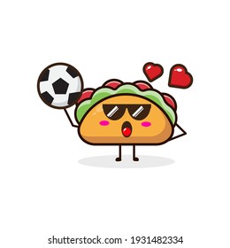 Taco love soccer cute character illustration