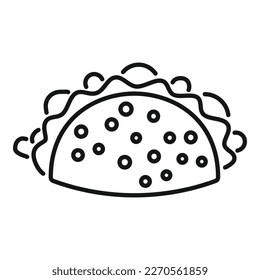 Vector de contorno del icono de la comida del taco. La comida mexicana. Menú Tacos