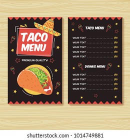 Taco Menu. Mexican Food Menu Print Template