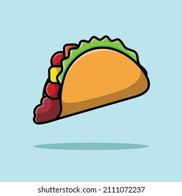 Taco Mexcican Food Cartoon Vector Icon Illustration. Food Icon Concept Isolated Premium Vector. Flat Cartoon Style