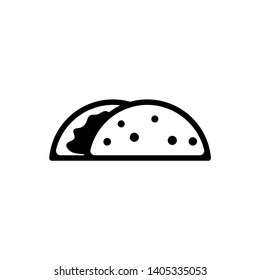 Taco, Mexican Dish. Flat Vector Icon illustration. Simple black symbol on white background. Taco, Mexican Dish sign design template for web and mobile UI element