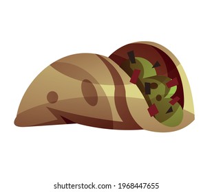Taco mexican dish vector stylised cartoon clipart
