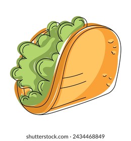 Taco Mexican fast food icon sketch Vector illustration