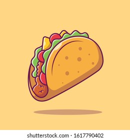 Taco Mexican Food Cartoon Vector Icon Illustration. Food Object Icon Concept Isolated Premium Vector. Flat Cartoon Style