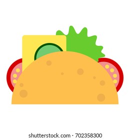 Taco mexican food flat icon, vector sign, colorful pictogram isolated on white. Symbol, logo illustration. Flat style design