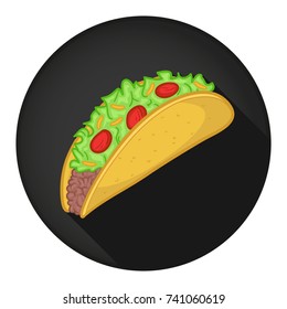Taco Mexican Food Icon Round Flat Vector Art Design Color Illustration