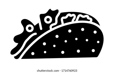Taco - Mexican food lunch vector flat icon for apps and websites on a transparent background