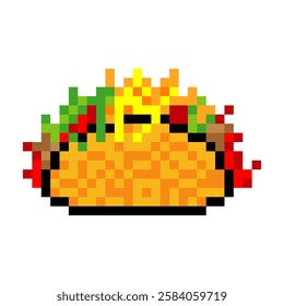 Taco mexican food in pixel art style