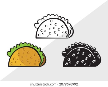 Taco, Mexican Food, Printable Vector Illustration
