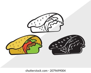 Taco, Mexican Food, Printable Vector Illustration