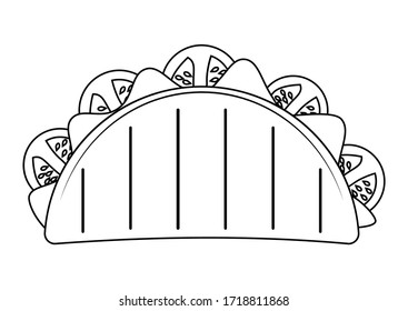 Taco. Mexican traditional food. Taco mexican food in outline food. Vector illustration