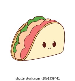 Taco in mexico, mexican food.Cute tacos cartoon.Tacos clip art.