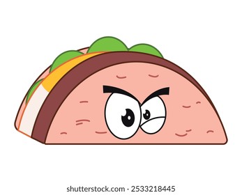 Taco Mexico traditional original food cuisine Mexican mascot colorful expressive character irritated eyes gesture design icon set