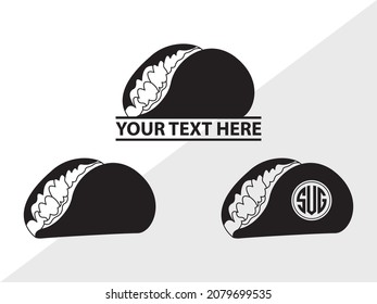 Taco Monogram, Mexican Food, Printable Vector Illustration