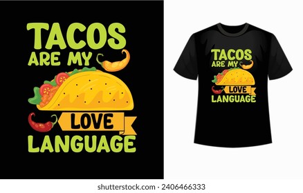 Camiseta "El taco es mi lenguaje de amor", una manera informal y divertida de expresar tu amor por los tacos. Este confortable tee con un diseño minimalista captará la esencia de esta amada comida rápida.