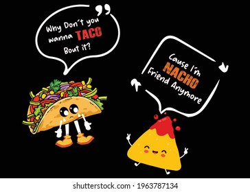 Taco And Nacho Comic Graphic T-shirt Design