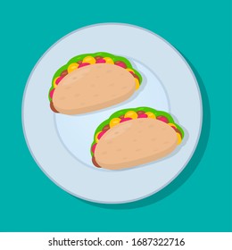 taco on plate for food concept vector illustration