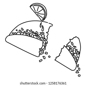 Taco outline drawing vector