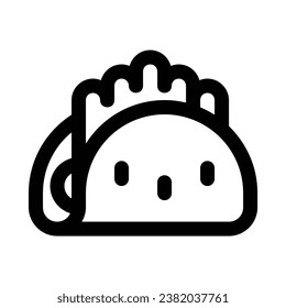 Taco in outline icon. Mexican food, tortilla, lettuce, sandwich, burrito