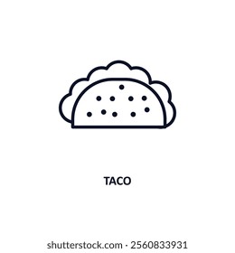 taco outline icon.  Thin line icon from fast food collection. Editable vector isolated on white background