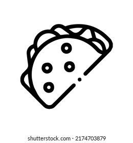 Taco Outline Isolated Icon. Mexican Food.