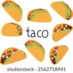 taco pattern taco set vector illustration. Good for banner, poster, greeting card, party card, invitation, template, advertising, campaign, and social media.