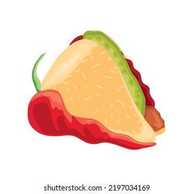 taco with pepper icon isolated