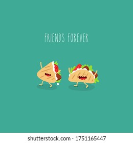 taco pita friends forever. Vector illustration.