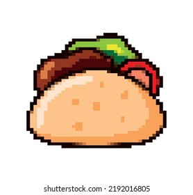 taco pixel art icon isolated