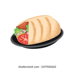 taco in plate icon isolated