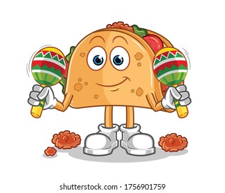 taco playing maracas cartoon. mascot vector illustration