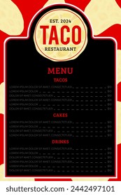Taco Restaurant Menu Card Template 