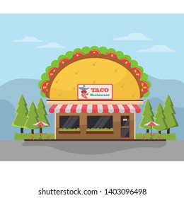 Taco Restaurant Mexico Vector Illustration