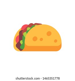 Taco with salad and tomatoes. Mexican fast food flat icon