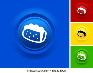 Taco Sandwich on Blue Bevel Round Button
