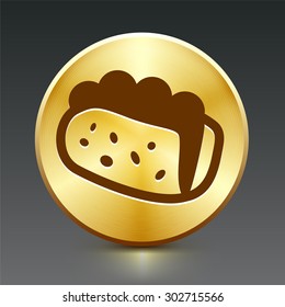 Taco Sandwich on Gold Round Button