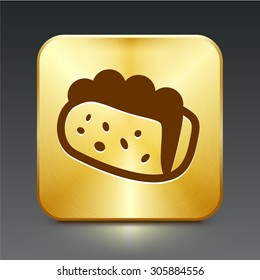 Taco Sandwich on Gold Square Button