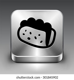 Taco Sandwich on Silver Square Button