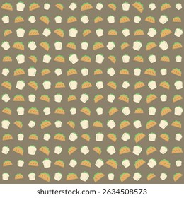 Taco sandwich vector pattern, fast food, Mexican food, culinary design, cute seamless design