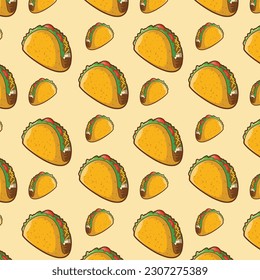 Taco seamless pattern background vector 