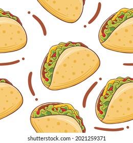 Taco Seamless Pattern en estilo de diseño plano