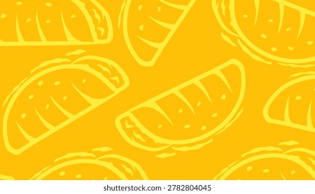 Taco Seamless Pattern. Hand Drawn Mexican Food Background. Minimal Doodle Style.
