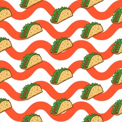 Taco Seamless Pattern Vector Collection