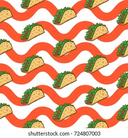 Taco Seamless Pattern Vector Collection